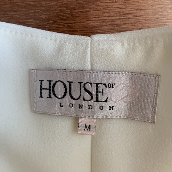 House of CB London Uma Mini Dress White Strapless Asymmetrical Dress Size Medium - Picture 7 of 15